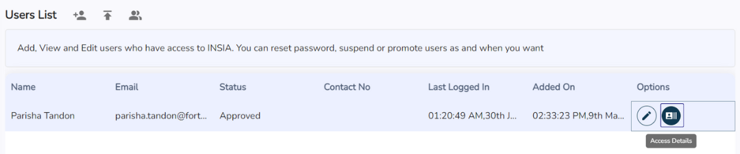 Access Details